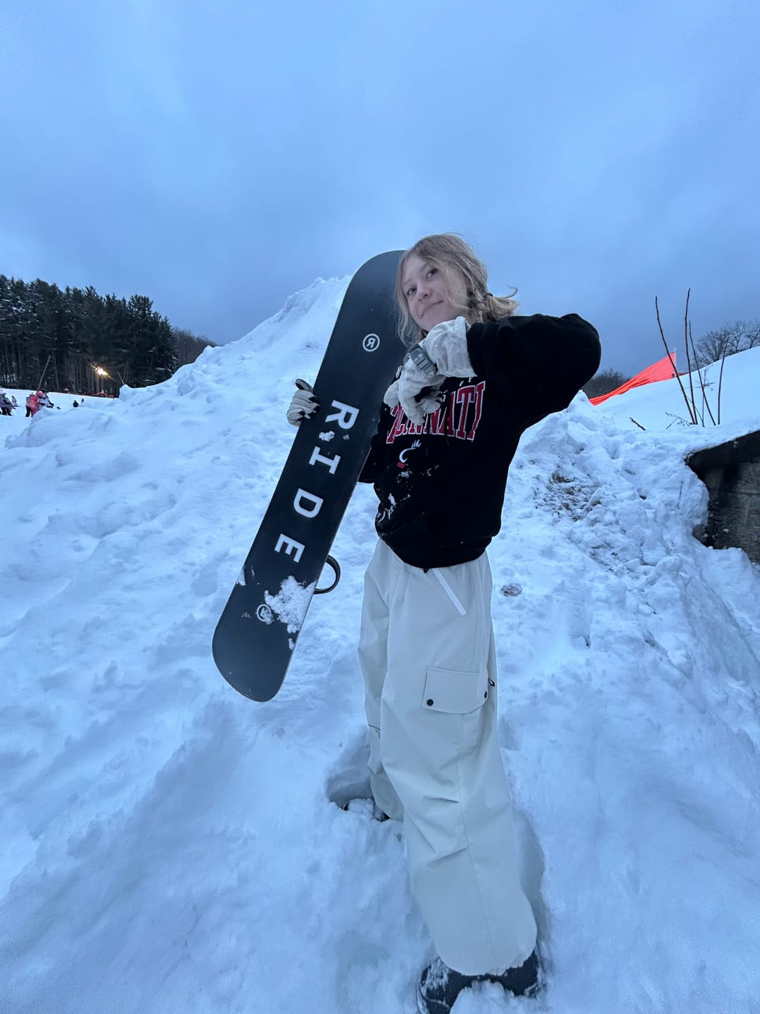 Customer photo review of Women's Beige Baggy Wear-resistant Waterproof Snow Pants