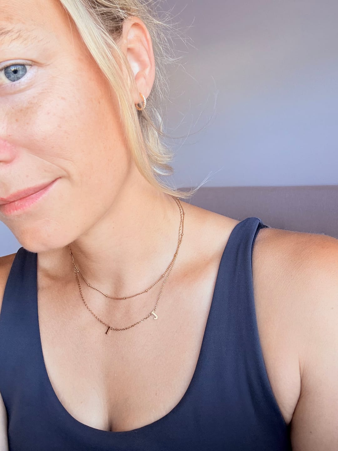 Customer photo review of The Original Initial Letter Necklace