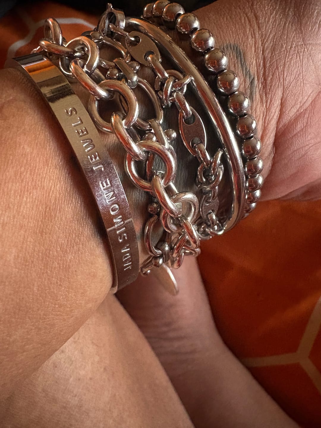 Customer photo review of Chrisette Stainless Steel Bracelet Stack