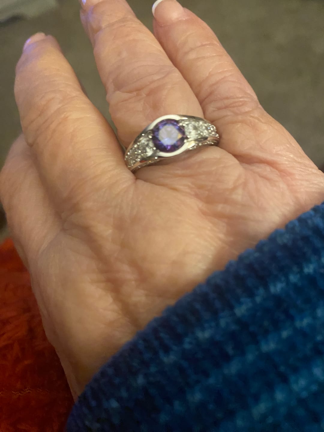 Customer photo review of Bezel Colored Moissanite Channel Euro Shank Pave Engagement Ring