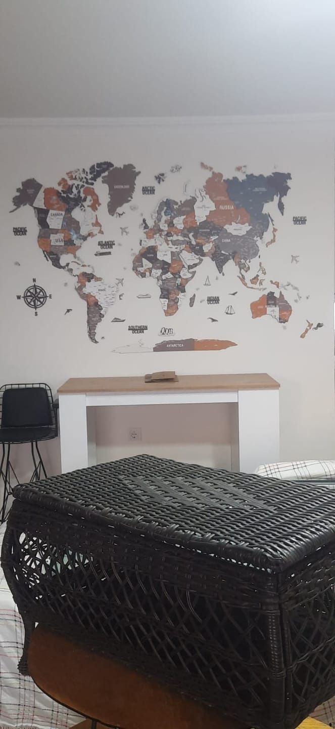 Customer photo review of 3D Ahşap Dünya Haritası Renkli UV Baskı (Soil)