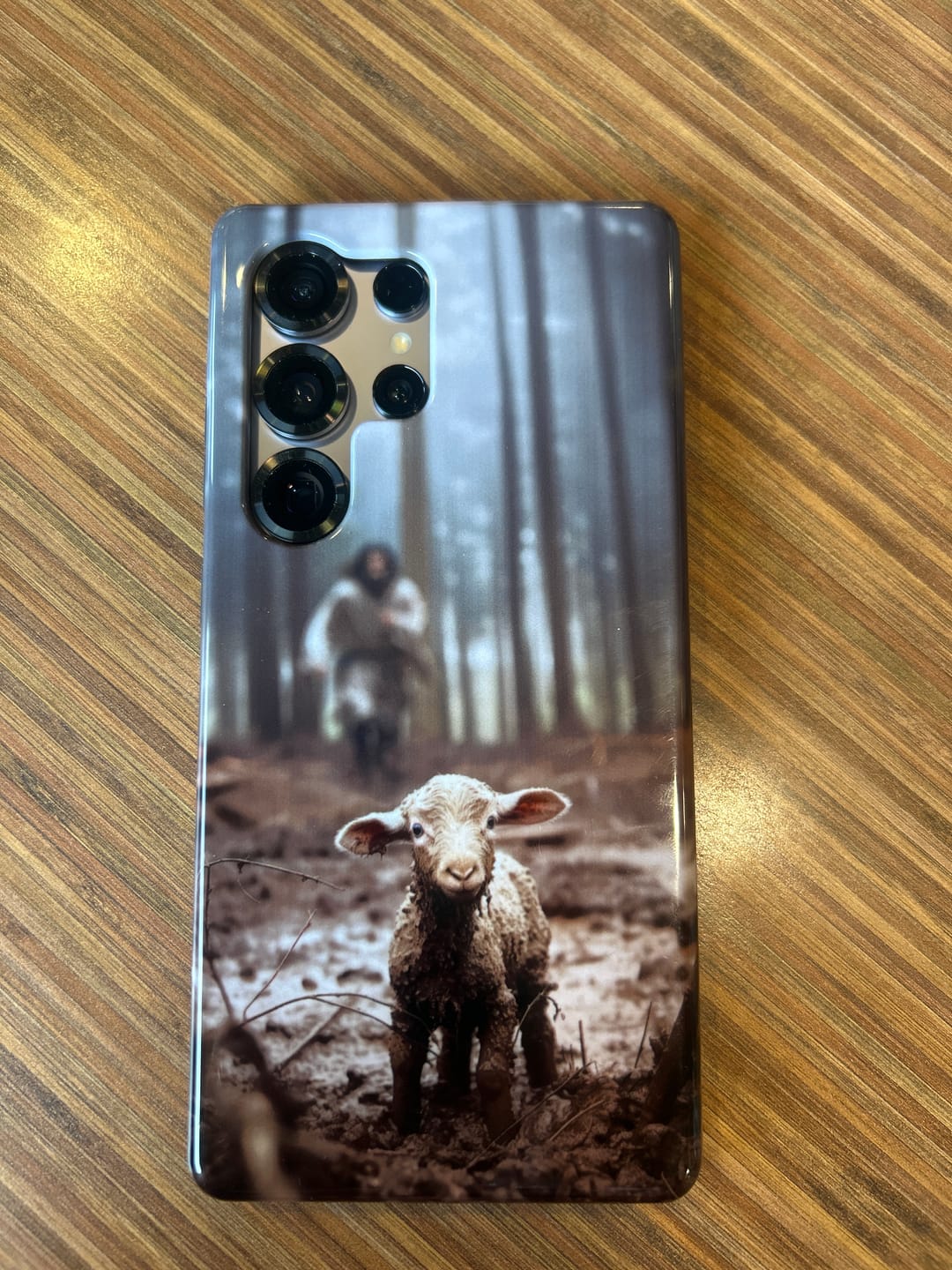 Customer photo review of Jesus With The Sheep, Jesus Running After Lamb, Phone Case
