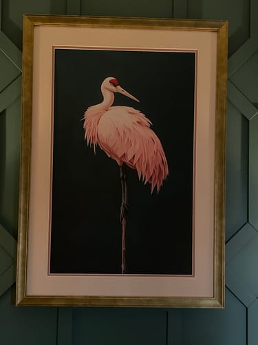 Customer photo review of Pink Crane on Blue Print