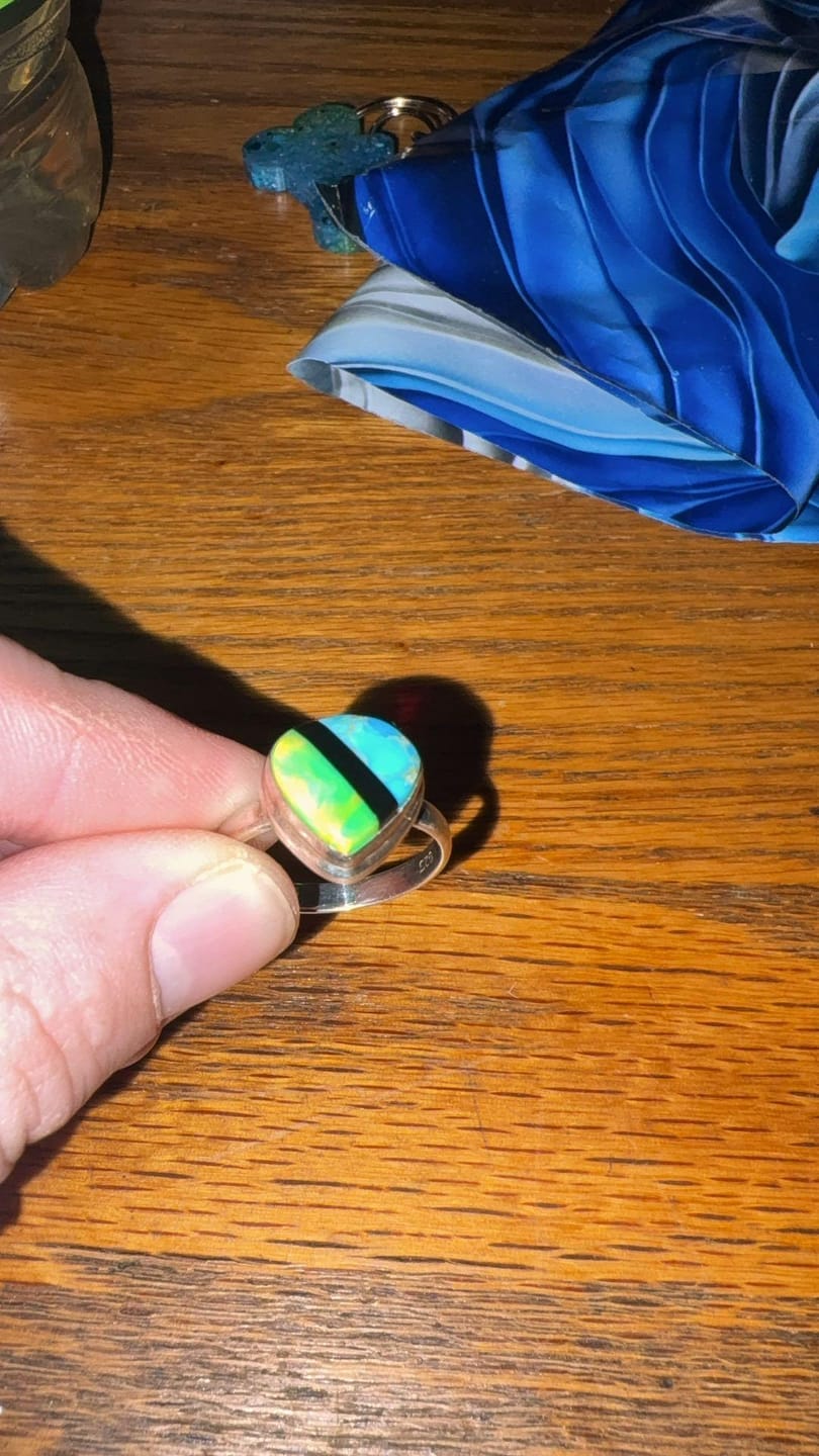 Customer photo review of Multi-stone Inlay Sterling Silver Ring Size 10
