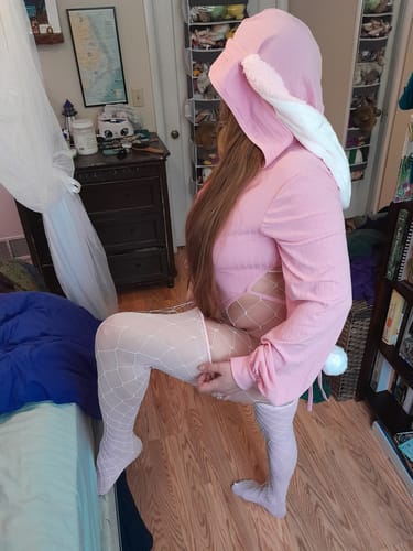 Customer photo review of Chic Bunny Ear Hoodie Bodysuit for sale