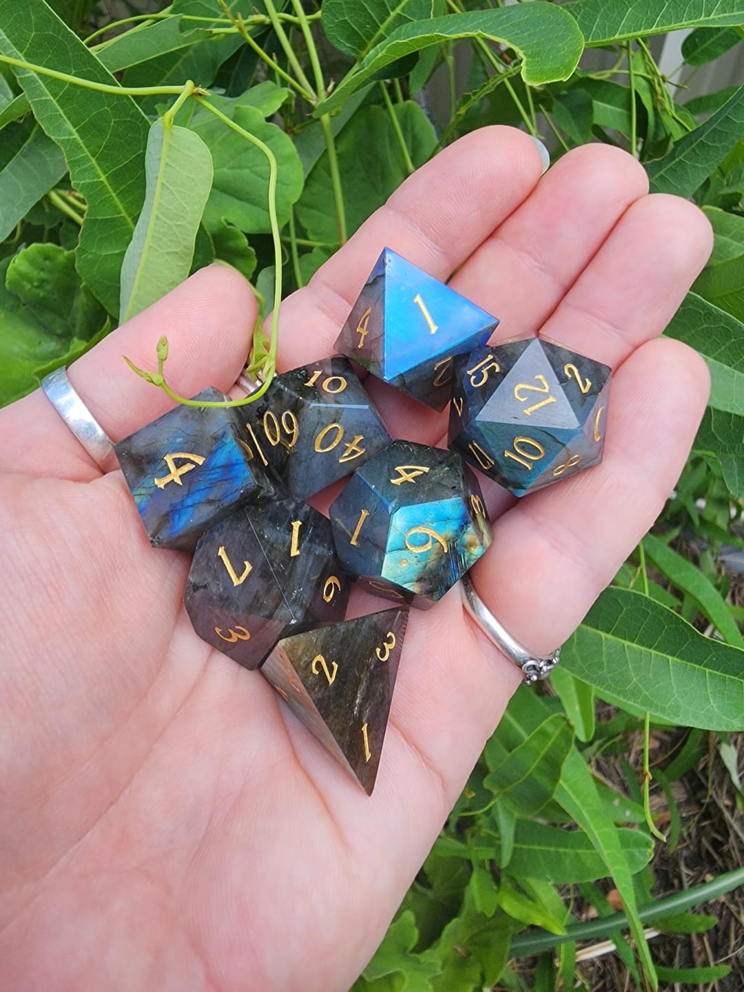 Customer photo review of Premium Labradorite Dice Set (Discontinued)