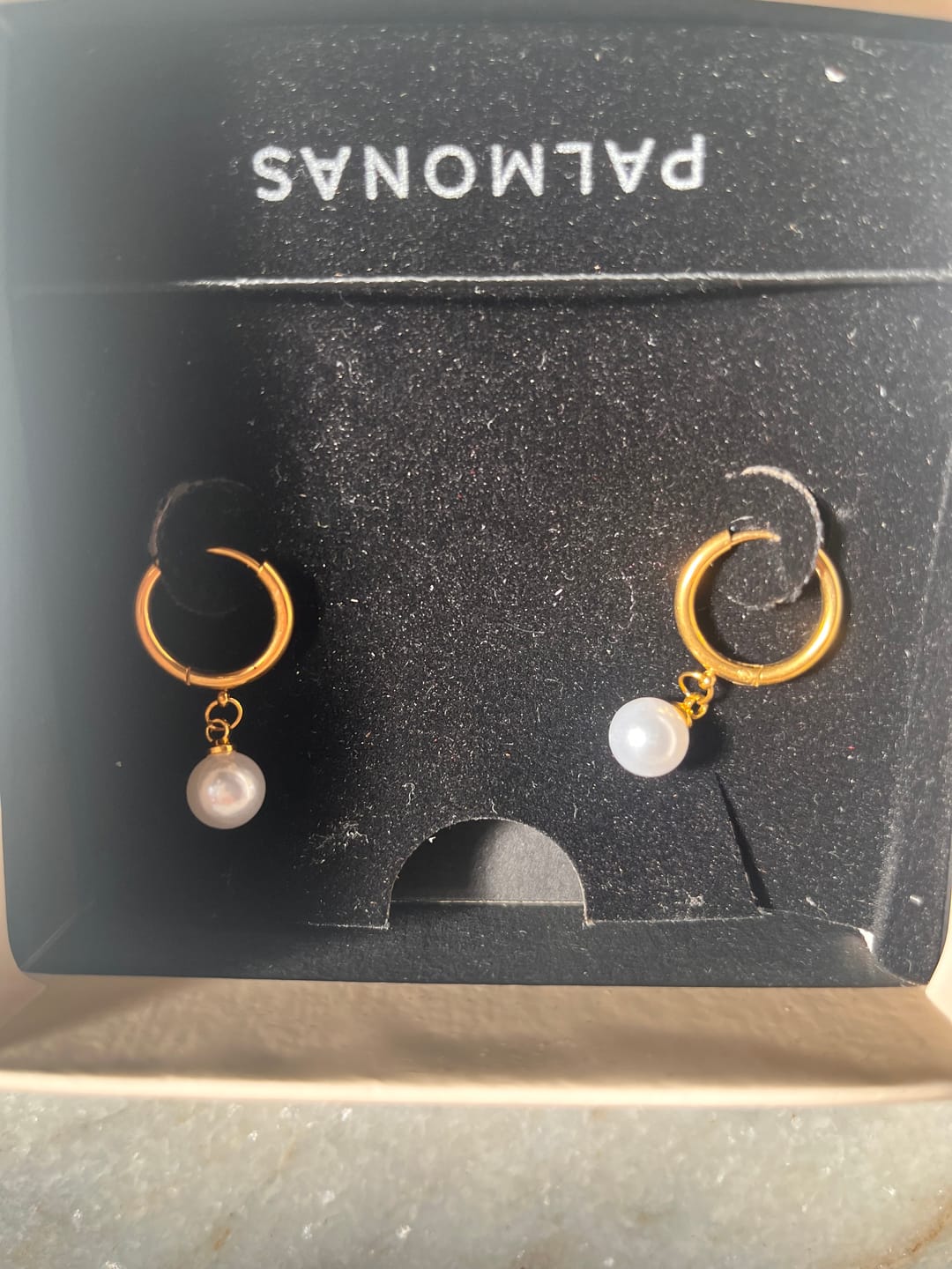 Customer photo review of Single Pearl Drop Earrings