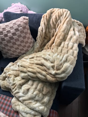Customer photo review of Caramel Swirl Double-sided Minky Blanket