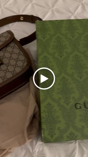 Customer video review of GG 1955 Horsebit Bag 25cm Brown Leather Beige Canvas Gold Hardware