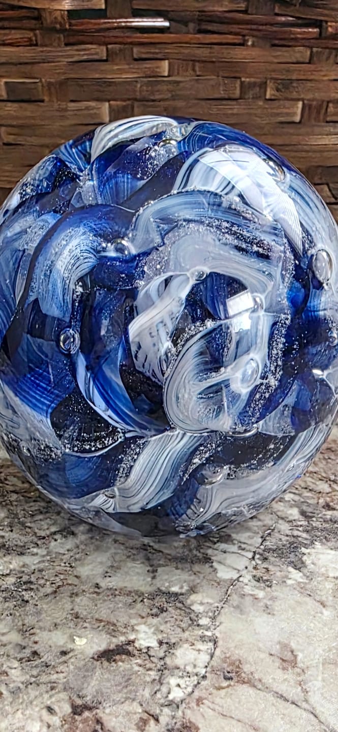 Customer photo review of Cotton Candy Orb with Infused Cremation Ashes