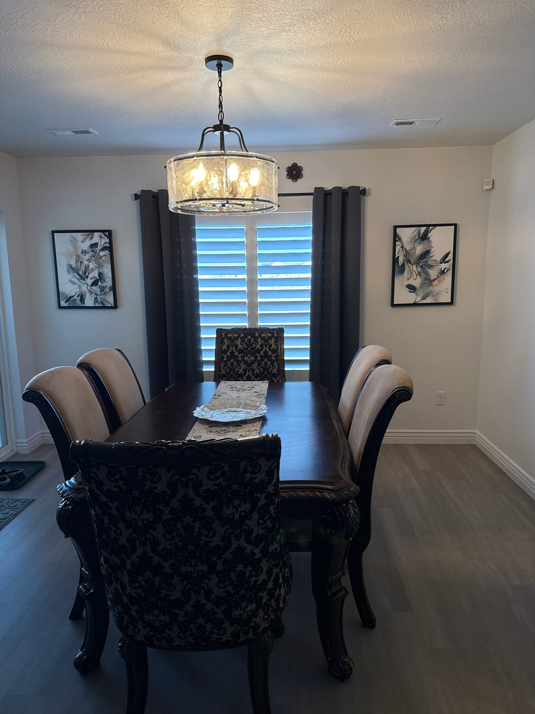 Customer photo review of Modern Brass 6-Light Rippled Glass Drum Pendant