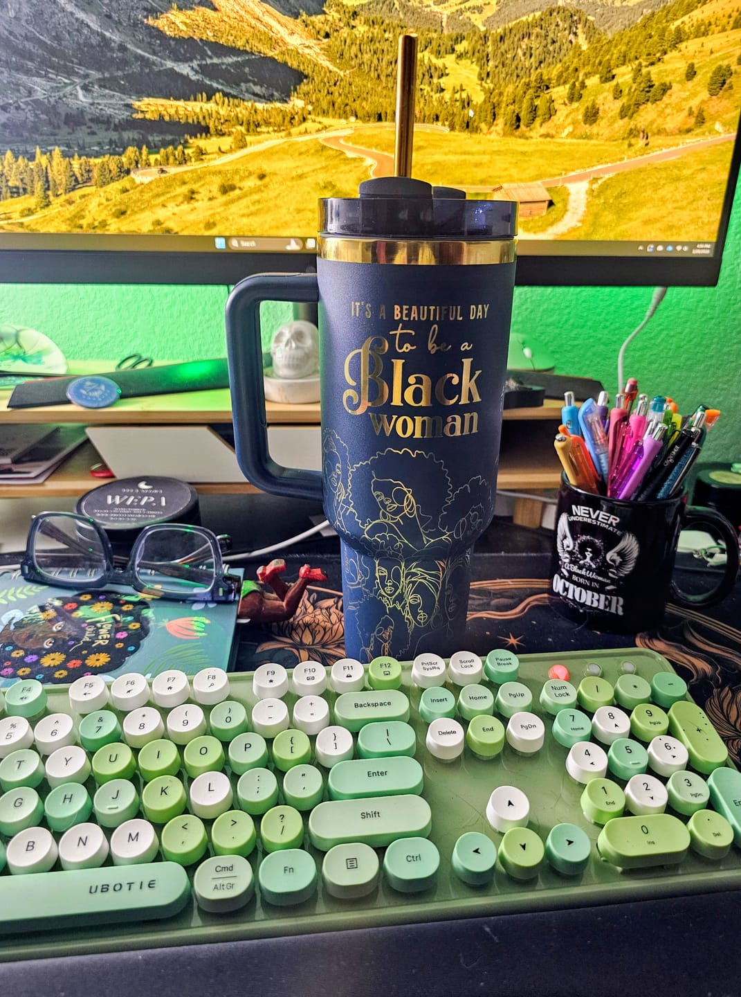 Customer photo review of "Navy Noir" 40oz Insulated Tumbler – "It’s a Beautiful Day to be a Black Woman"