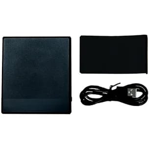 Customer's black Electronic Timer Coffee Scale with the included silicone pad and USB-C cable.