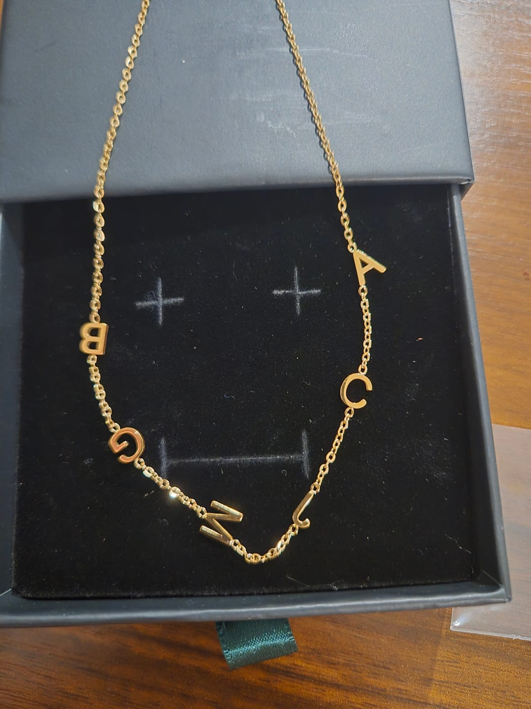 Customer photo review of Personalized Sideway Initial Necklace 18K Best Seller