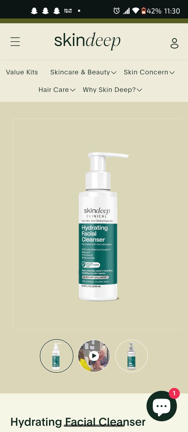 Customer photo review of Hydrating Facial Cleanser