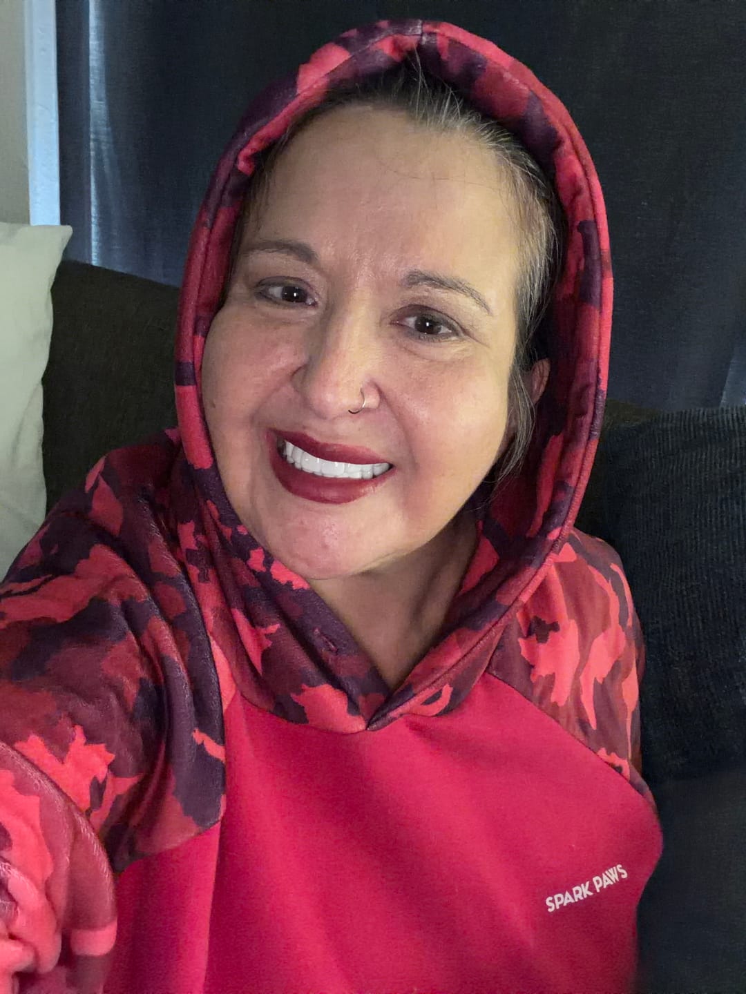 Customer photo review of Fuchsia Camo Human Hoodie