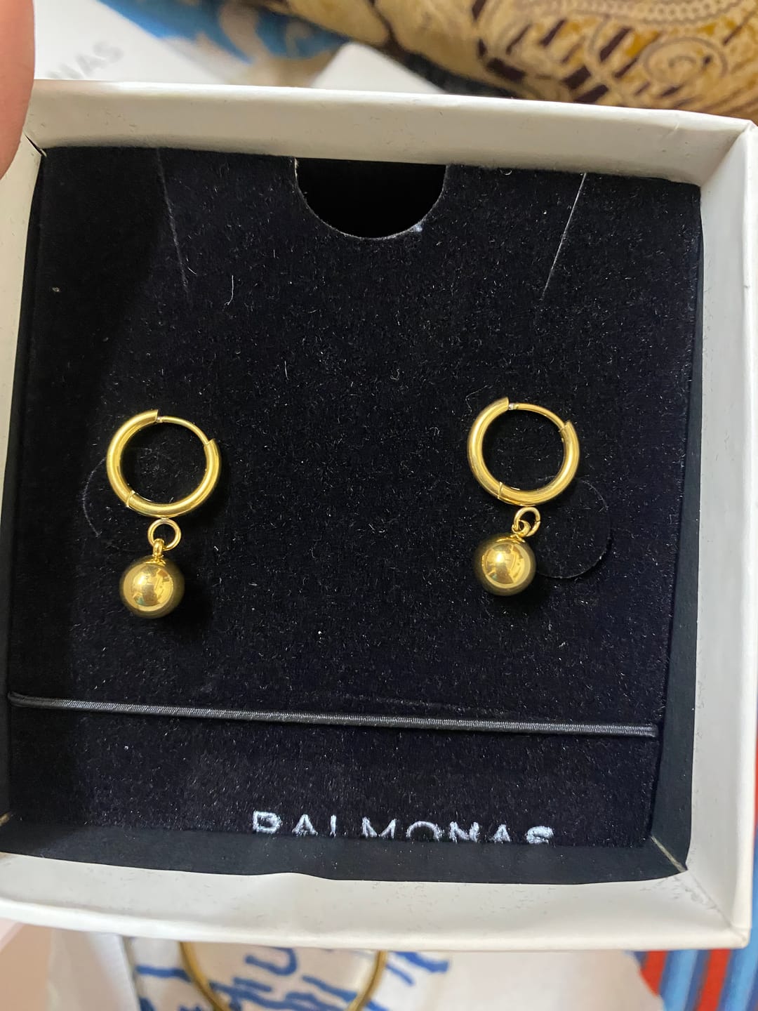 Customer photo review of Golden Orb Earrings