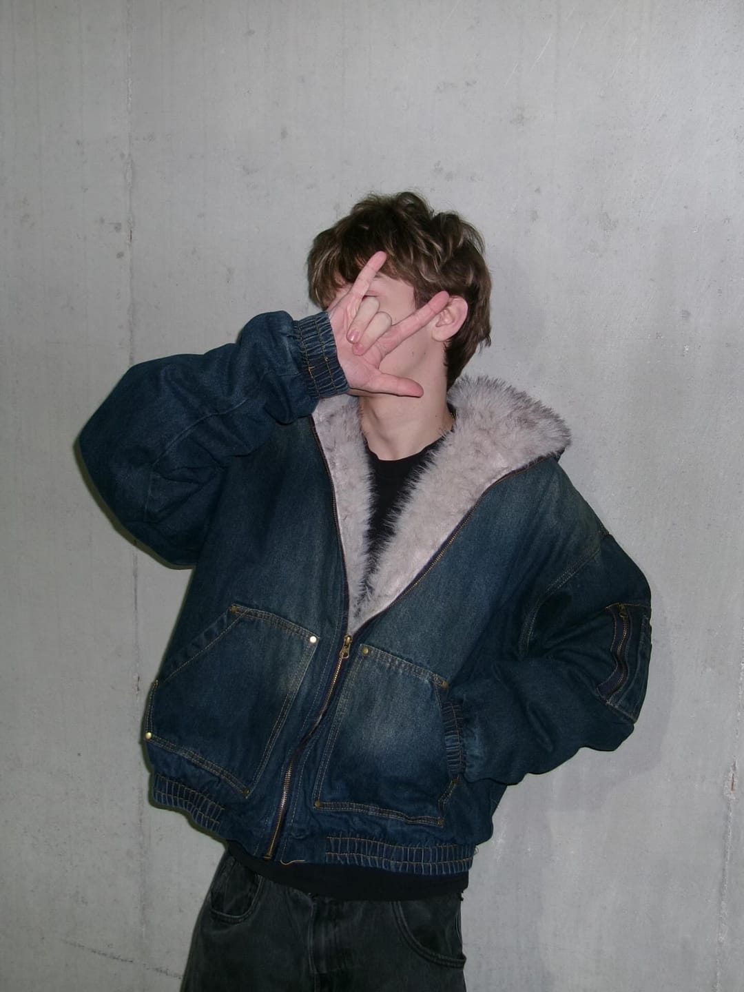 Customer photo review of Cotton Washed Fur Hooded Jacket - 2265