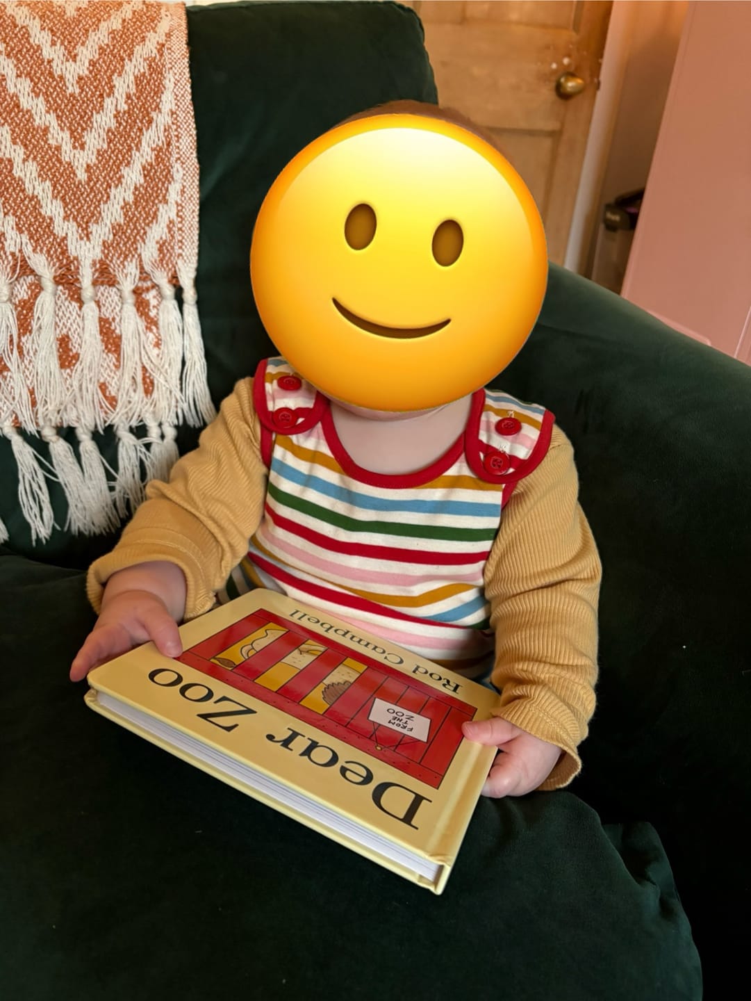 Customer photo review of Rainbow Striped Everyday Dungarees