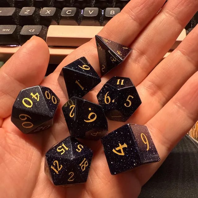 Customer photo review of Cosmic Veil Dice Set (Blue Sandstone)