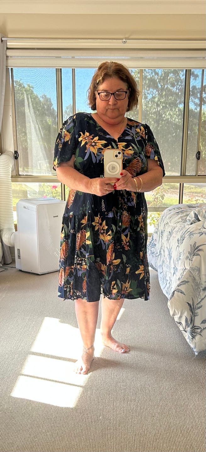 Customer photo review of Vallie Floral Dress in Navy