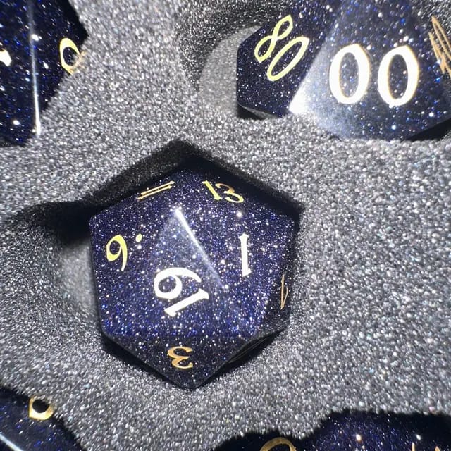 Customer photo review of Cosmic Veil Dice Set (Blue Sandstone)