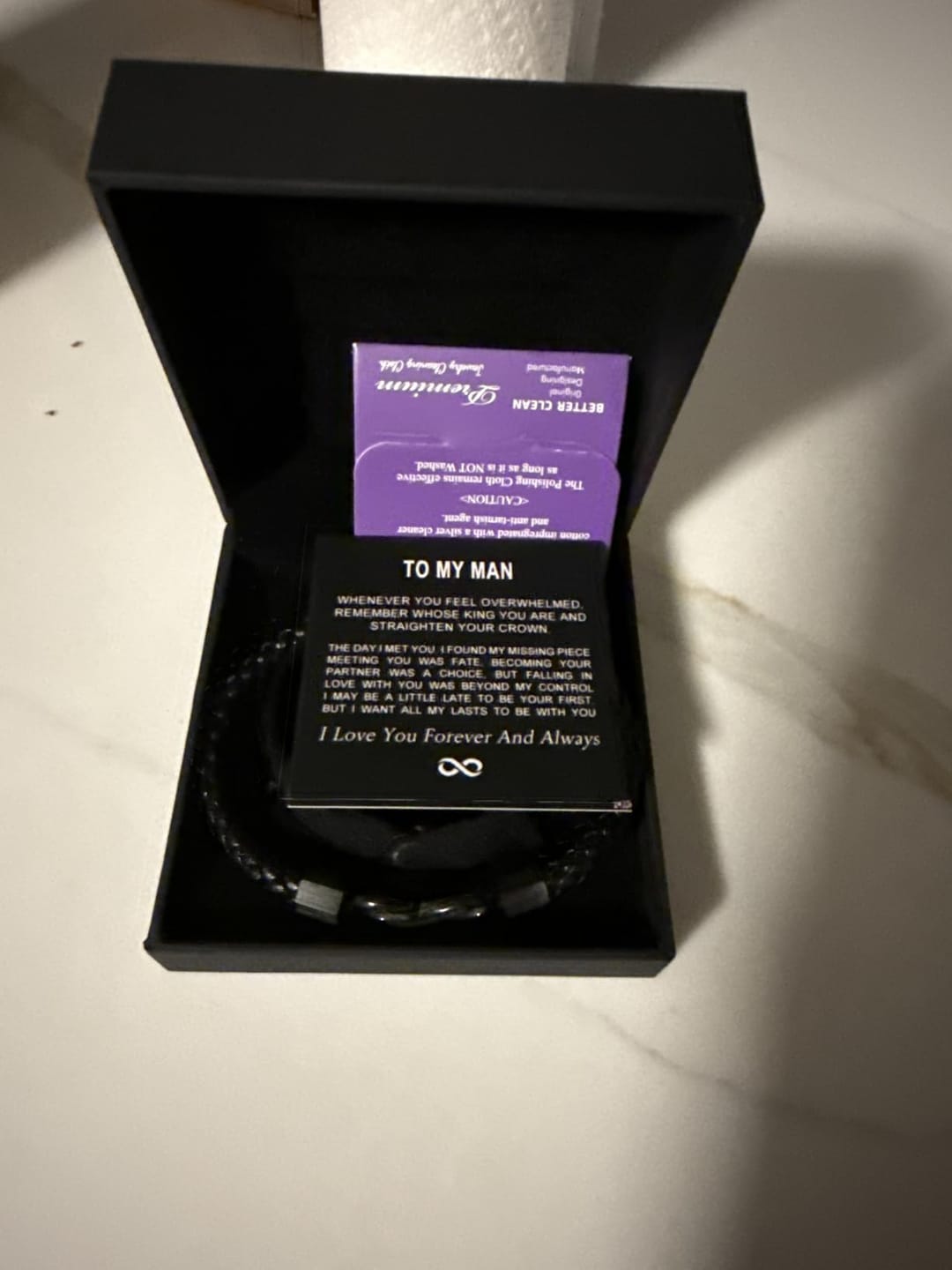 Customer photo review of "To My Man" Infinity Personalized Bracelet