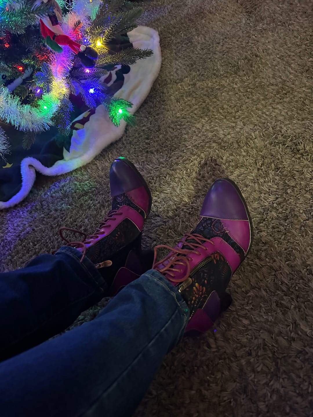 Customer photo review of Retro Handmade Leather Patchwork Ankle Boots