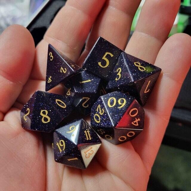 Customer photo review of Cosmic Veil Dice Set (Blue Sandstone)