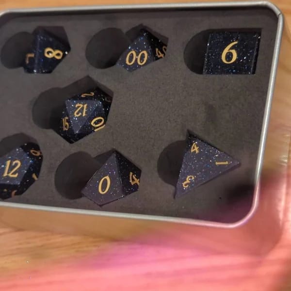 Customer photo review of Cosmic Veil Dice Set (Blue Sandstone)