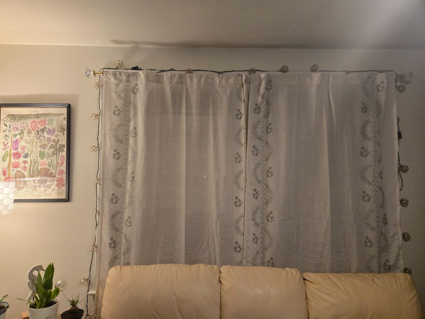 Customer photo review of Vintage Lined Embroidered Botanical Border Curtains