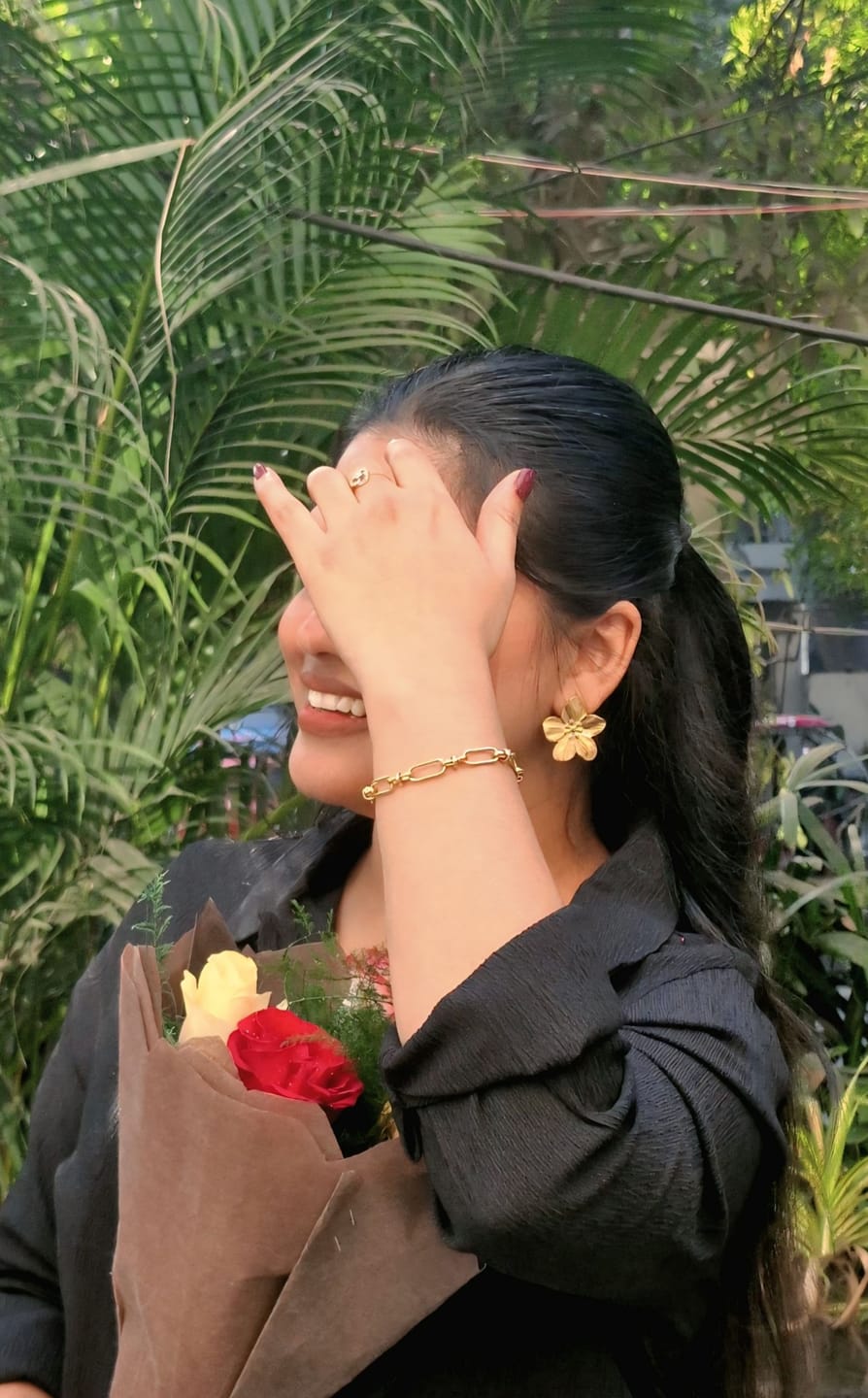 Customer photo review of Golden Blossom Earrings