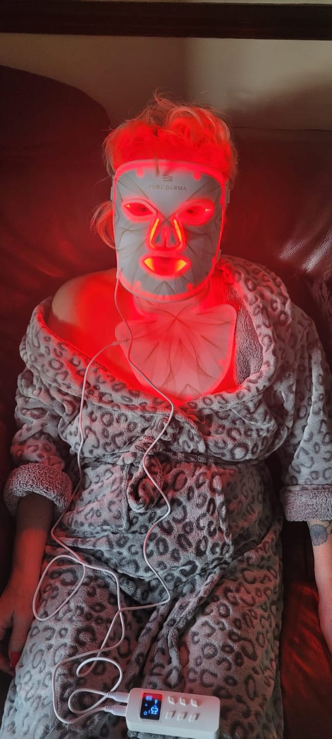 Customer photo review of LED Light Therapy Face, Neck & Décolletage Mask