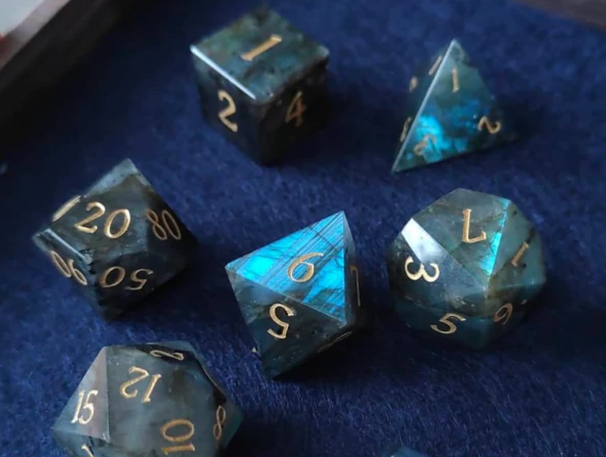 Customer photo review of Premium Labradorite Dice Set (Discontinued)