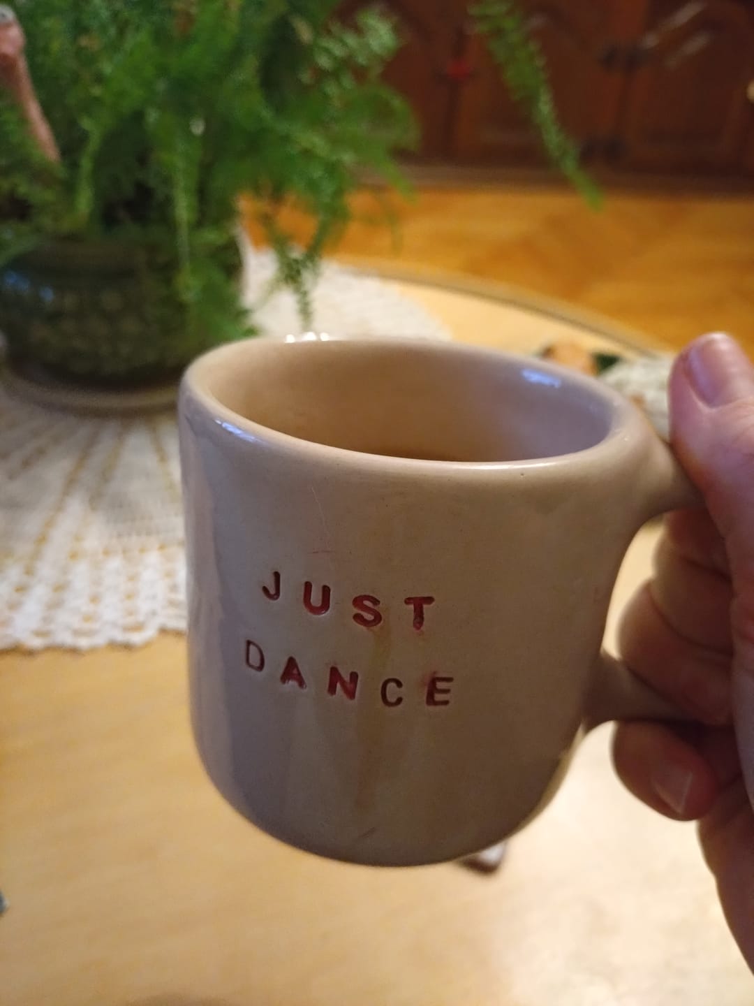 Customer photo review of Pink mug JUST DANCE