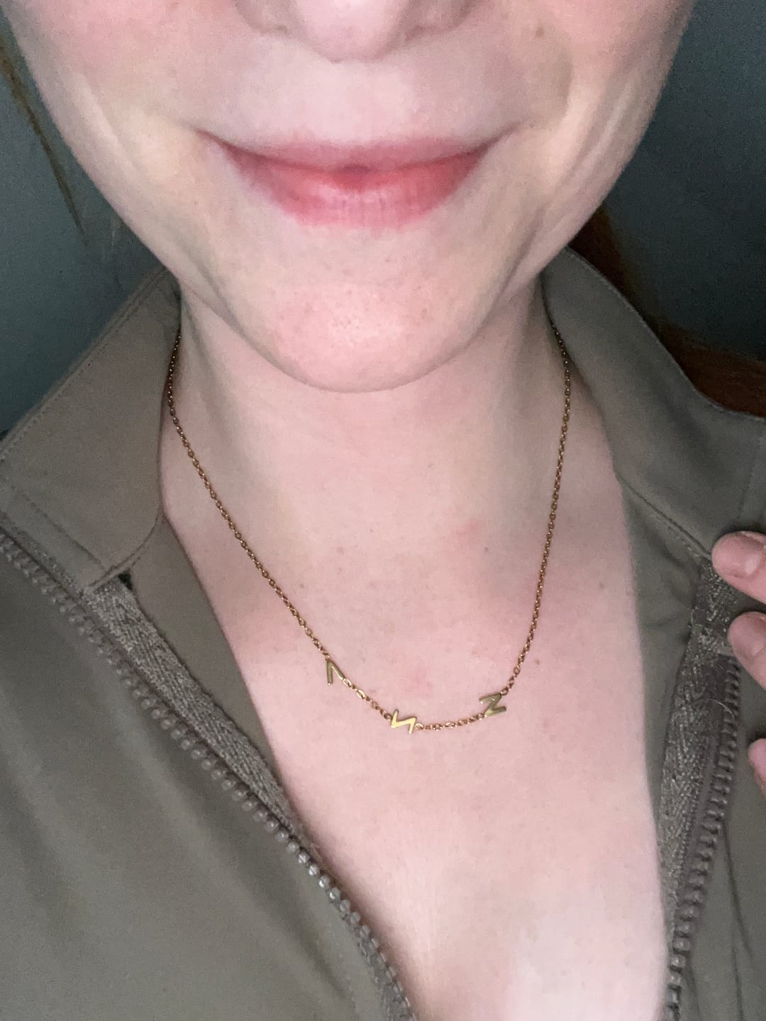 Customer photo review of Custom Sideways Initial Necklace
