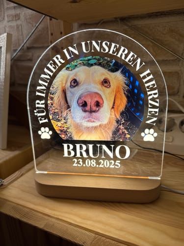 Customer photo review of Für immer in unseren Herzen – LED-Lampe für Hund/Katze