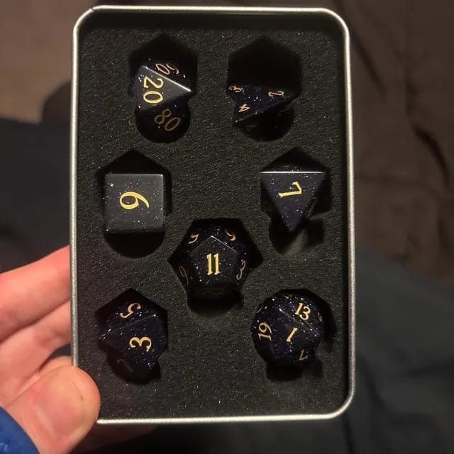 Customer photo review of Cosmic Veil Dice Set (Blue Sandstone)