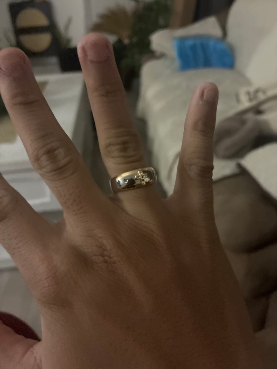 Customer photo review of FREE Today: Modern Style Two-tone Gold Cross Alloy Ring-With God All Things Are Possible