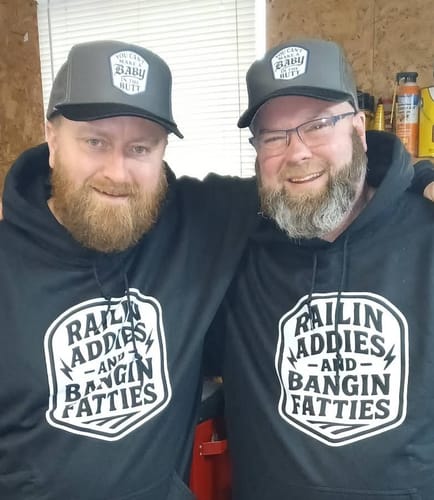 Customer photo review of You Cant Make A Baby In The Butt Trucker Hat