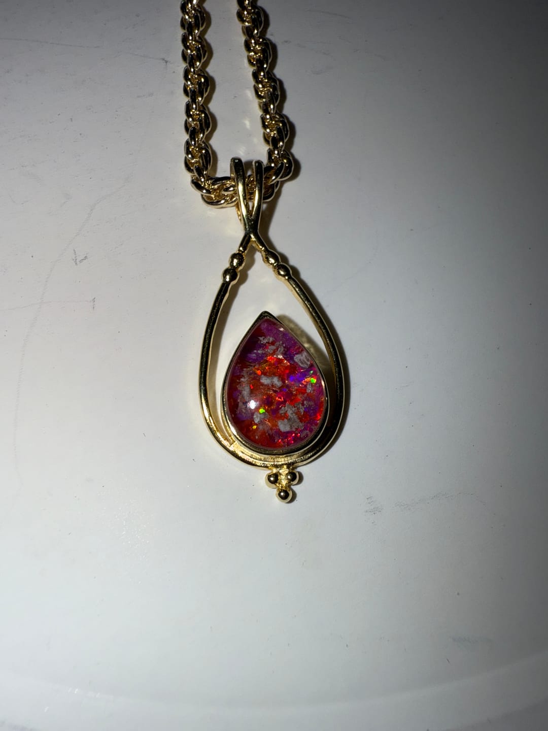 Customer photo review of Double Spade Memorial Pendant with Cremation Ashes