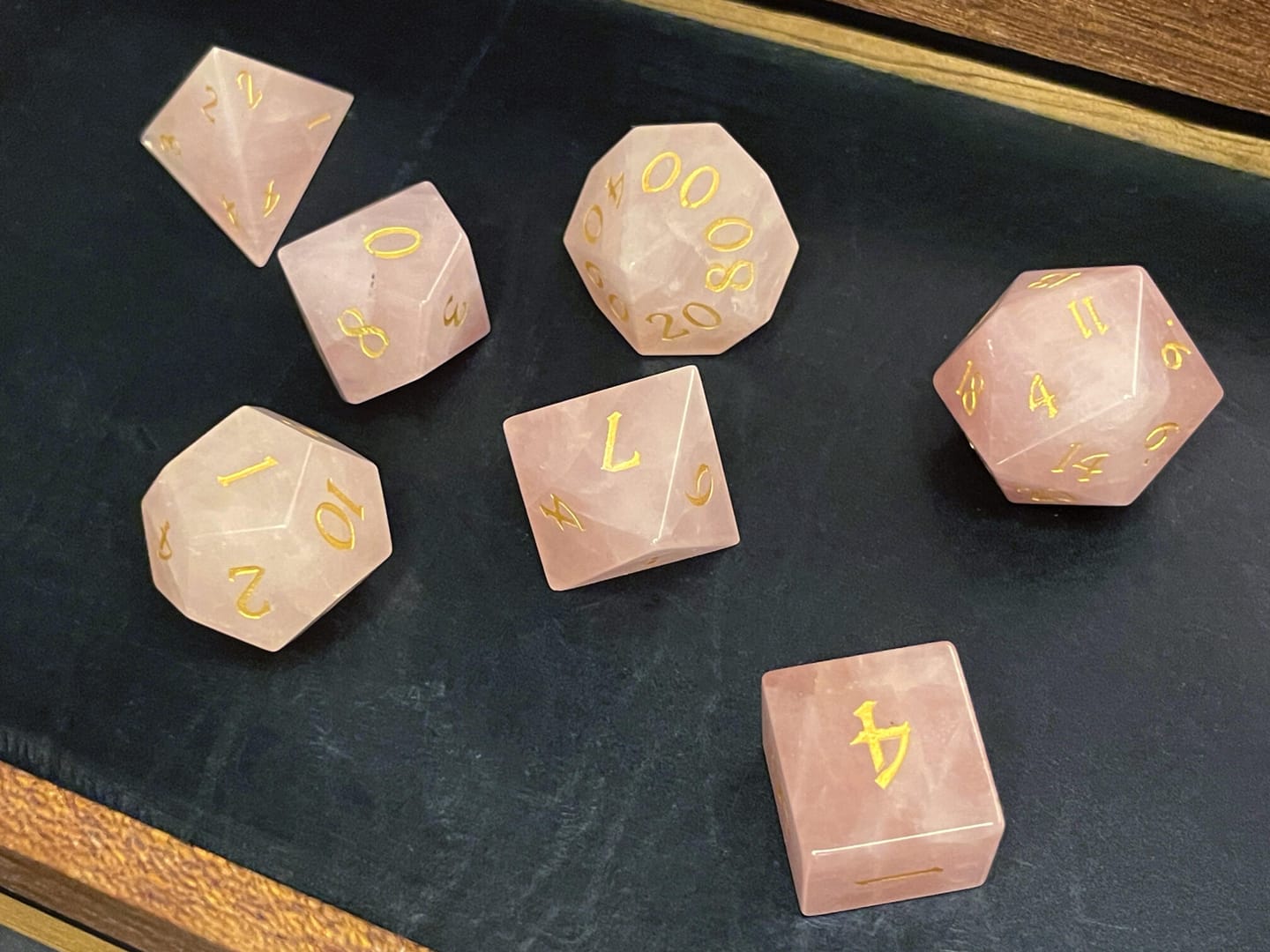 Customer photo review of Rose Quartz Dice Set (Discontinued)