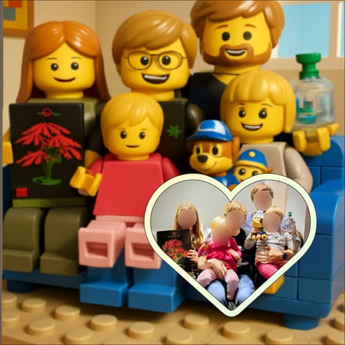 Customer photo review of Personalisierte Leinwand - Portrait im Baustein-Stil