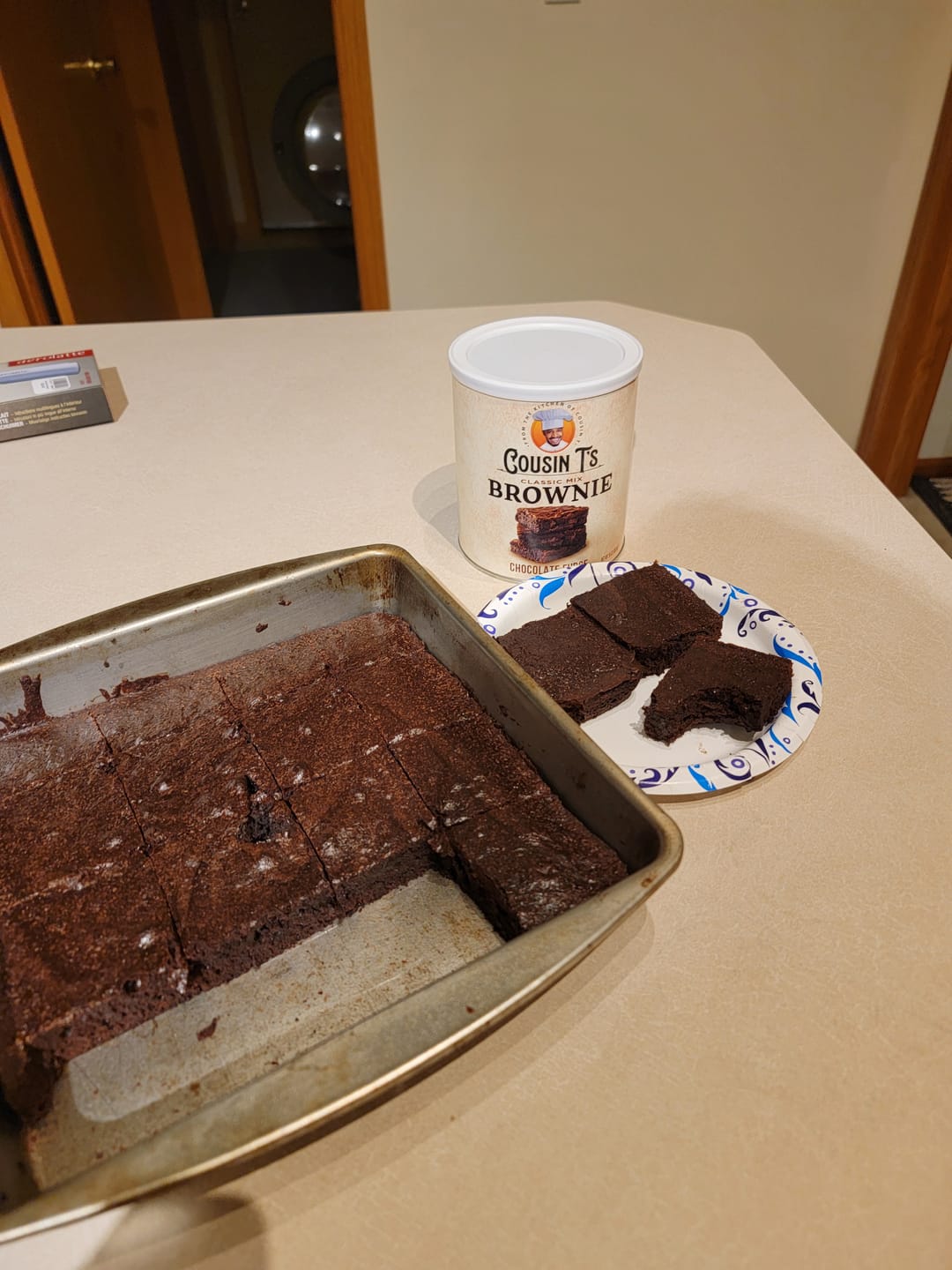 Customer photo review of Cousin T's Gourmet Chocolate Fudge Brownie Mix