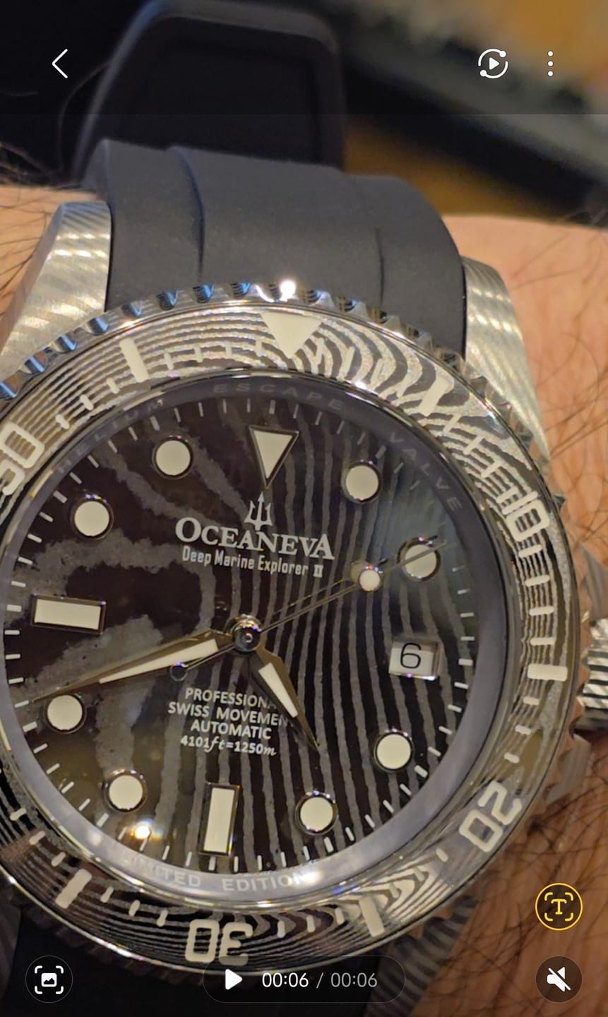 Customer photo review of Oceaneva Mens Deep Marine Explorer II Damascus Steel Dial Watch Rubber