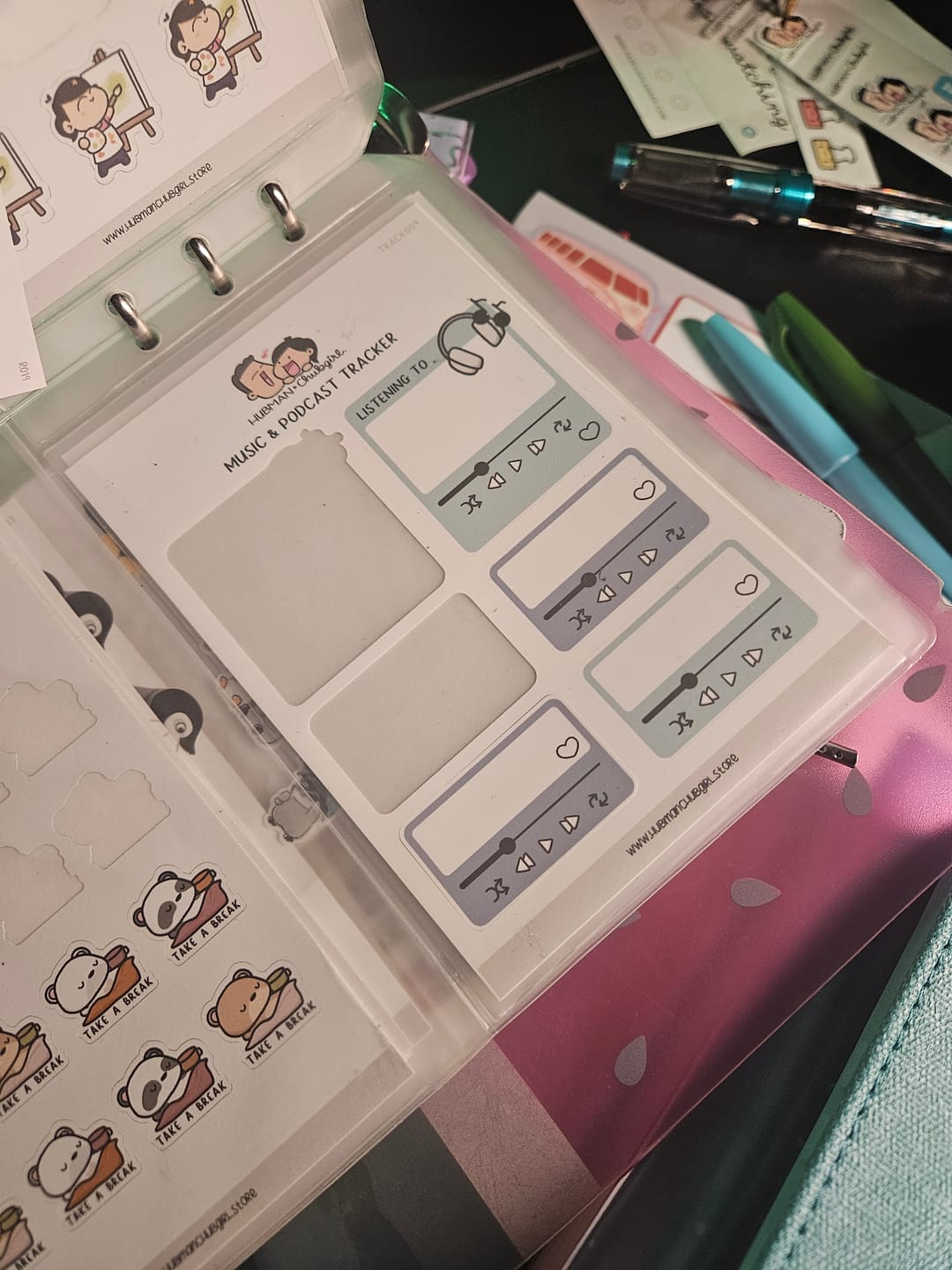 Customer photo review of Listening to Tracker Planner Stickers