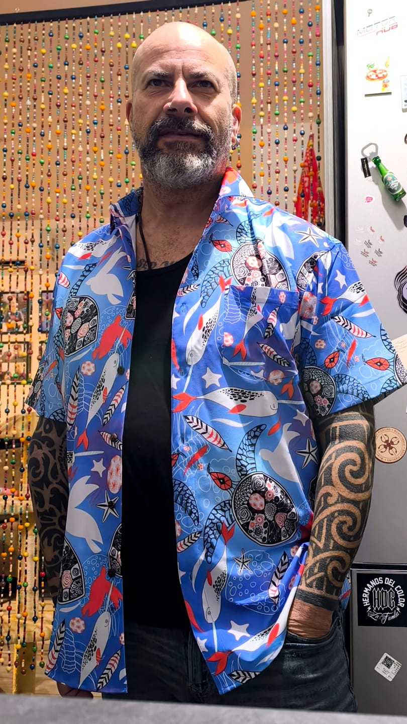 Customer photo review of Super Stretch - Psychedelic Turtle Hawaiian Shirt