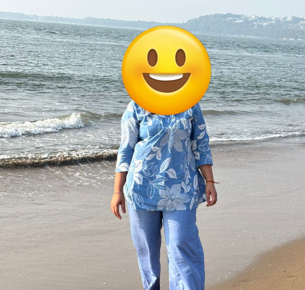 Customer photo review of Women English Blue Viscose Palazzo Pant