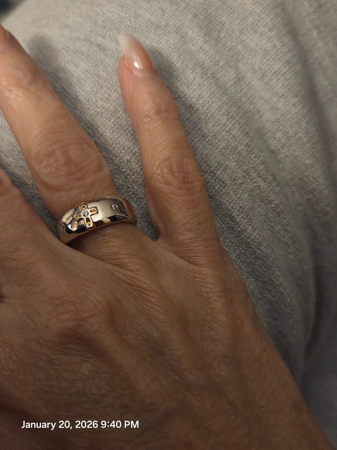Customer photo review of Christianartworkshop Modern Style Two-tone Gold Cross Alloy Ring(Made in Holy Land)