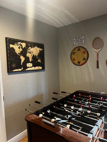 Customer photo review of Pinnable World Journey Map • Rustic Gold